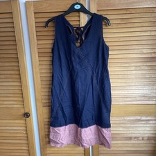 Next Women's Blue Linen Midi Dress Size 10