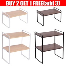 1/2 Tier Desktop Bookcase Organizer Stand Desk Table Rack Kitchen Storage Shelf