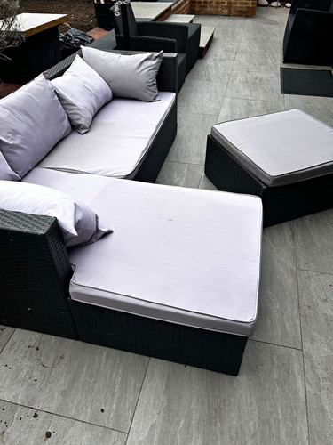 Grey rattan effect corner - grey,