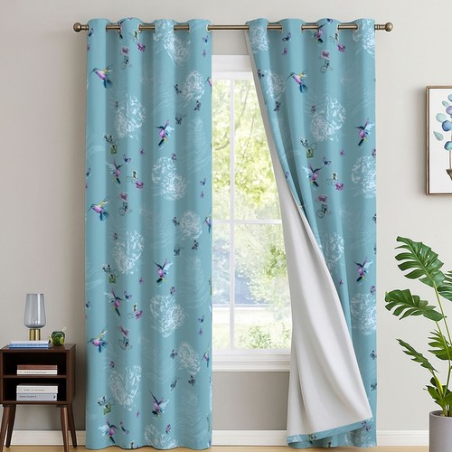 Floral blackout curtains - floral, pair