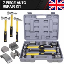 7PC CAR AUTO BODY DENT REPAIR PANEL KIT + CASE BEATERS BEATING FIBREGLASS HAMMER