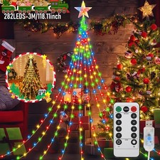 282LED Shooting Star Waterfall Light Christmas XMAS Tree Hanging Fairy Lights