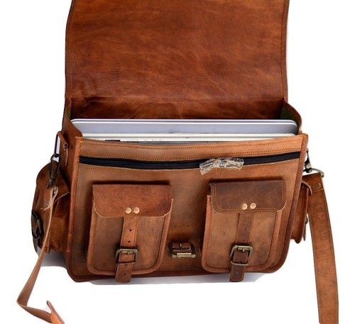 Leather laptop messenger bag - leather,