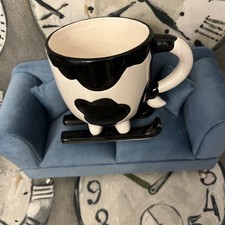 Black White Cow Design With Ski Mug Cup