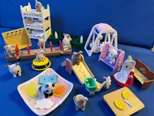Sylvanian Families Bundle Playroom/Nursery Furniture  Items + 11 Babies +1 adult