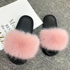Womens Faux Fur Sliders