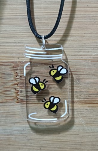 Gold bee jar pendant - gold,