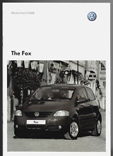 Volkswagen Fox & Urban Fox Specifications 2008-09 UK Market Brochure 1.2 1.4