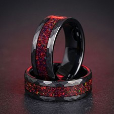 Black Hammered Tungsten Ring