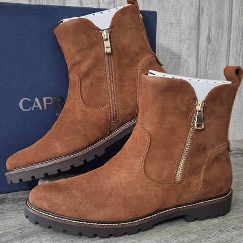 Caprice brown suede zip ankle - suede,