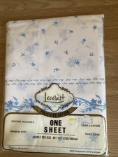 Vintage Blue Floral Flat Sheet Blue Ditsy Floral Double Bed BNIP LEECREST