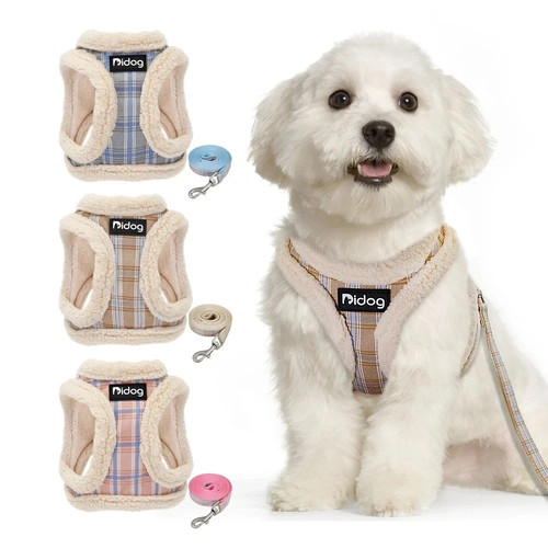 Warm fleece dog harness and - fleece,