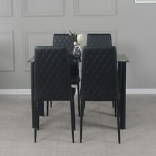 Set of 4/6 Diamond Dining Chairs Metal Legs High Back Seat Dining Room Furniture