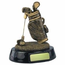Personalised Antique Gold Resin Golf Bag Trophy Award Any Text Engraved
