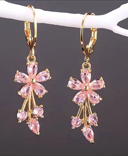 Gold plated pink crystal - pink,