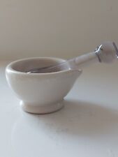 Vintage  Glass Pestle & Ceramic Mortar Warranted Acid Proof Made In England