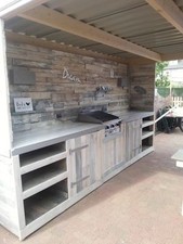 Bespoke Reclaimed Breakfast Bar Table Garden Kitchen Garden Bar Supply & Fitted 