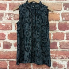 Ann Taylor Loft Sleeveless Top Womens XS Blue Animal Print Twist Neck Shirt