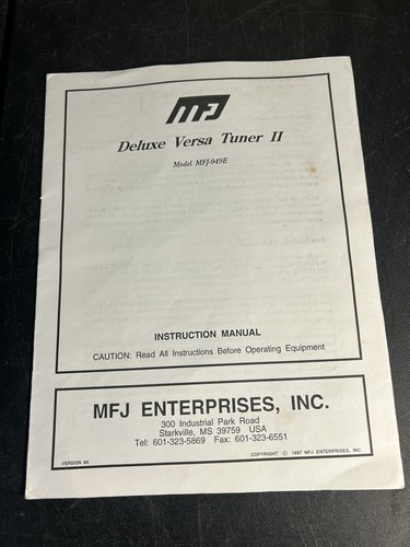 Mfj 949e deluxe versa - mfj-949e, tuner