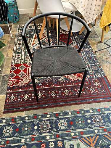 Black dining chair - with, woven
