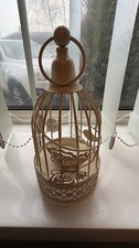Cream Metal Hanging Bird Cage