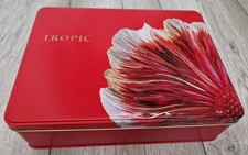 TROPIC Collectable Empty Tin Red With Flower Design