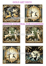 UK PRINTED A4 LASER PRINTED RICE PAPER DESIGN ART DECO GOLD