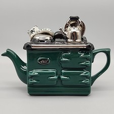 VTG The Teapottery UK AGA Stove Cat Teapot Ceramic Novelty Old Timey Kitchen