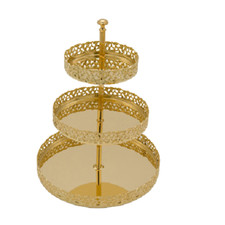 3 Tier Metal Cake Stand Biscuit Cupcake Party Muffin Tray Stand Gold & Silver 
