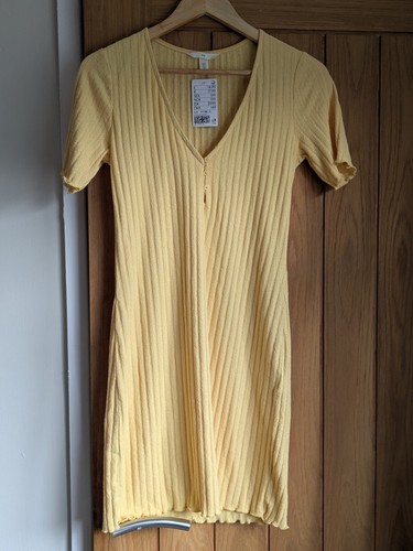Yellow ribbed short sleeve - short,