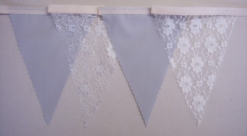 Vintage fabric bunting silver - vintage,