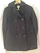 Lands' End navy blue wool blend reefer jacket, UK4