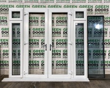 FRENCH DOORS WITH SIDE WINDOWS LIGHTS USED UPVC EXTERNAL DUBLE GLAZED EXTERIOR