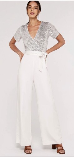 White sequinned wrap palazzo - sequinned,