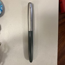 Parker 51 Aerometric Fountain Pen Vintage Lustralloy Cap Grey Oblique Nib