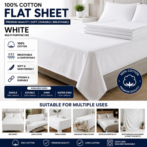 White 100 cotton flat - 100%,