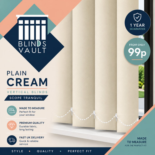 Plain cream vertical blinds - vertical,