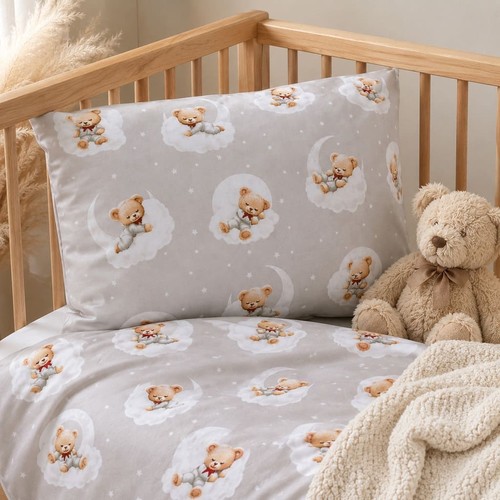 Beige teddy bear - cot, bed