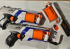 3 Nerf Guns x2 Strongarm x 1 Maverick Rev-6 with 30 darts in total 