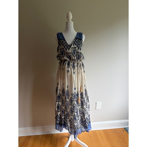 Boho blue white ikat peacock - white,