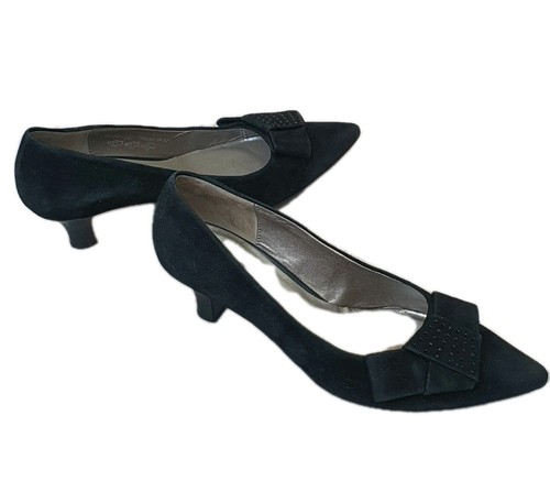 Gabor black suede court shoes - gabor,