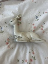 Vintage Ceramic Sitting Deer Figurine Used Condition (Chipped Ear)
