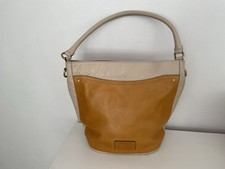 Clark’s Leather Exterior Tote In Mustard /Beige Bag Missing Large Strap 