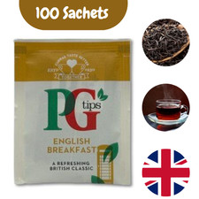PG Tips English Breakfast Tea Sachets | Enveloped Black Tea Bags - Pack of 100