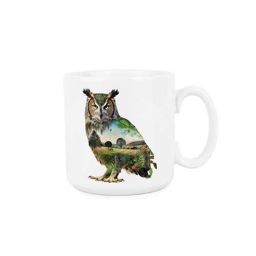 Surreal owl large ceramic mug - surreal,