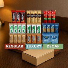 Tea Coffee Sugar Sachets Kit – Office Hotel Set – Regular Luxury Decaf Options
