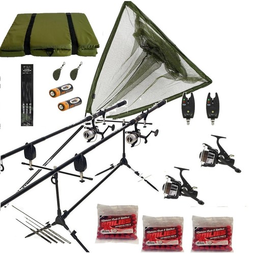 Full carp fishing set - up, rods