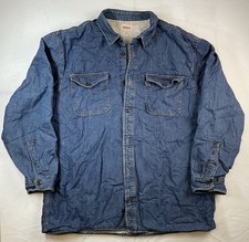 Levis Levi Denim Sherpa Fleece Lined Shirt Size 2XL XXL Blue Denim Jacket SJ29