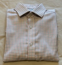 Men’s TM Lewin White Maroon Black Check Fitted Non Iron Shirt New No Tag UK 15
