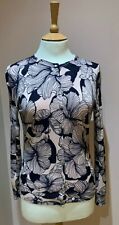 Marks And Spencer Pink Navy Blue Floral Casual Work Business Cardigan Size 10